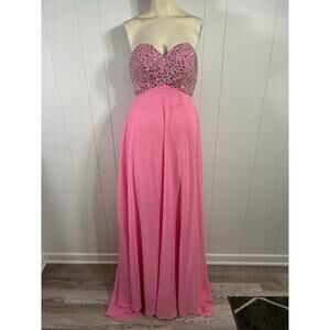 Hand Made Pink women’s prom gown with Swarovski crystal bustier Size 2
